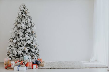 Interior lights Christmas tree Garland new year holiday gifts white home decorの写真素材