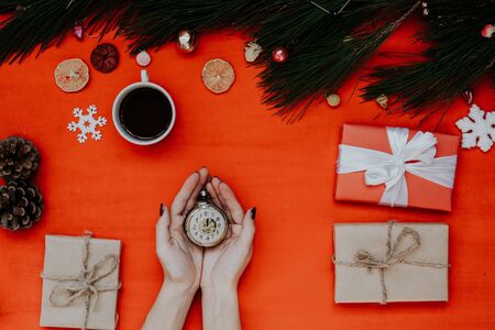 Christmas tree new year gifts decor decoration holiday winterの写真素材