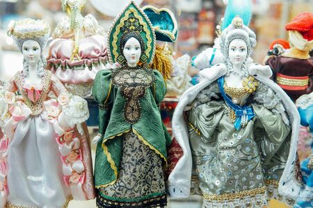 Russian baby toys dolls in national clothesの写真素材