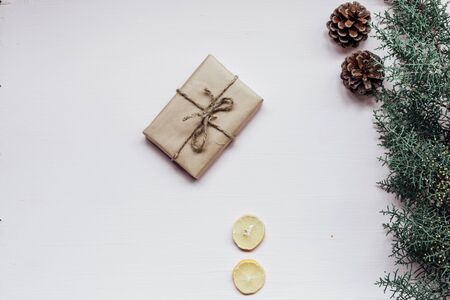 Christmas background Christmas tree and gifts nuts cones 1の写真素材