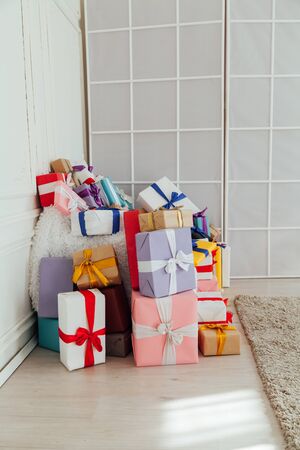 Lots of gifts for new year birthday or Christmasの写真素材