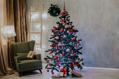 room with Christmas decorations Christmas tree gifts 1の写真素材