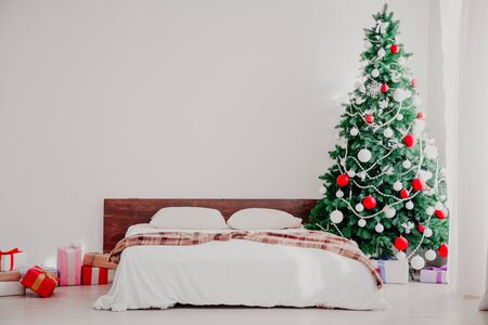 Christmas Decor bedroom new year bed tree gifts von Interiorの写真素材