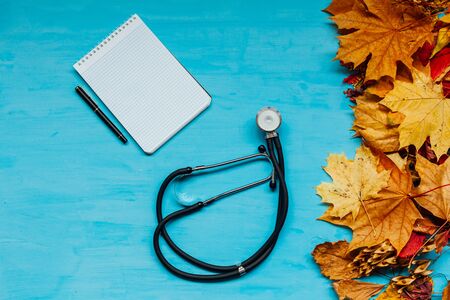 yellow red leaves autumn medicine disease backgroundの写真素材