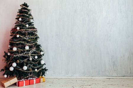 Green Christmas tree decor for New Year'sの写真素材