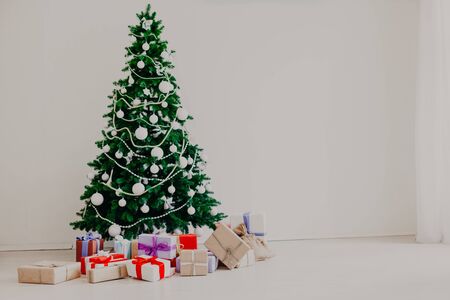 Christmas Decor Christmas tree on new year holiday giftsの写真素材