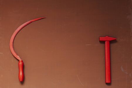 red sickle and hammer commadism spl Russia revolutionの写真素材