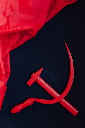 red sickle and hammer symbol of communism in the Soviet Union history of Russiaの写真素材