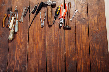 hammers screwdriver repair tool pliers on the boards