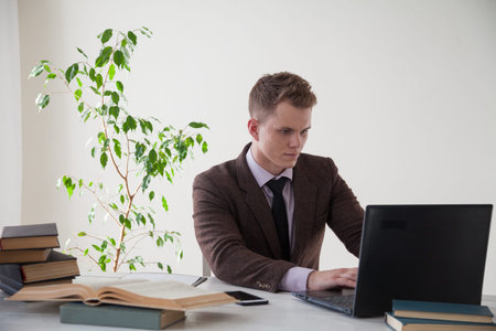 portrait of fashionable handsome business men at work in the office