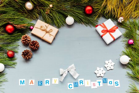 Christmas background Christmas tree new year gifts decor decoration holiday winterの写真素材