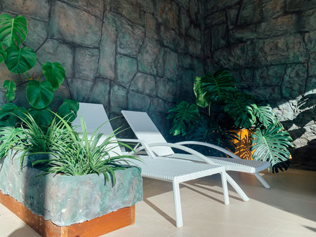Place to re-relax the interior of the relaxation rest green plants