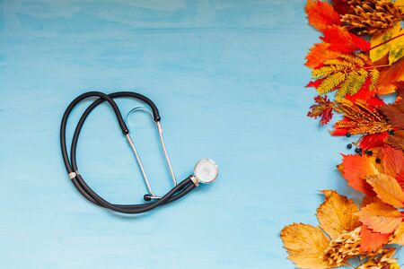 autumn background red yellow leaves medicine disease treatmentの写真素材