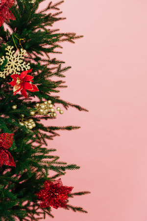 Christmas banner with Christmas tree. Christmas concept with copy space, place for text