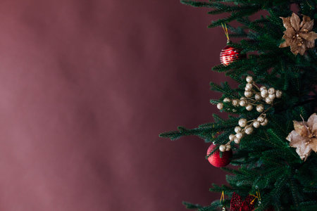 Christmas tree garland New Years Eve place for inscription decor