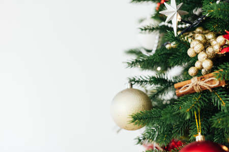 Christmas tree decor New Years Eve place for inscriptionの写真素材