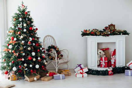 Christmas decor home Christmas tree with gifts for the new year 2021 2022の写真素材