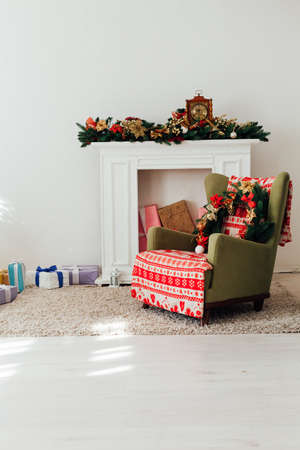 Christmas decor home Christmas tree with gifts for the new year 2021 2022の写真素材