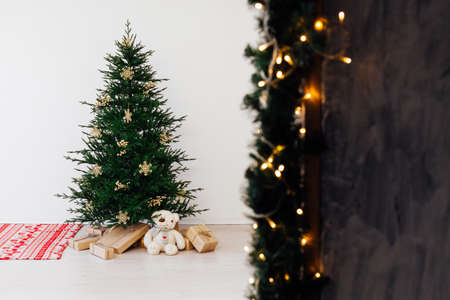 Christmas tree with decorations and gifts New Year holidayの写真素材