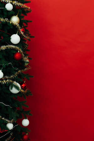 Christmas tree pine place for the inscription new year backgroundの写真素材