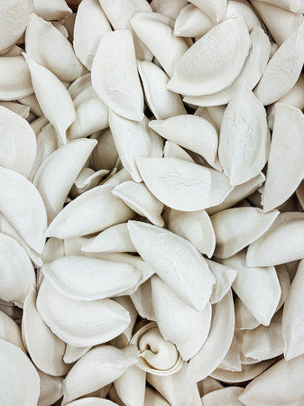 semi-finished delicious dumplings for eating as a background