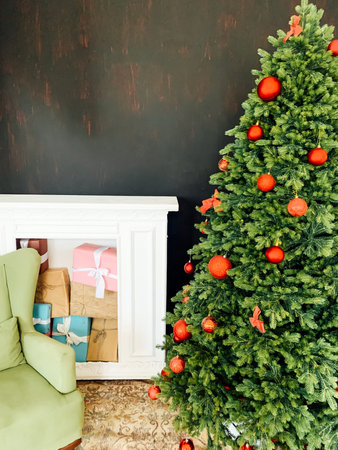 Christmas tree with gifts for the new year holiday decor