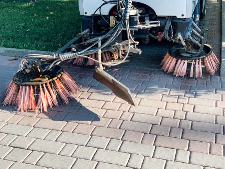 brushes of the cleaning machine for cleaning on the streetの写真素材