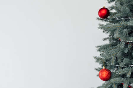 Christmas tree decor with gifts and garlands interior new yearの写真素材