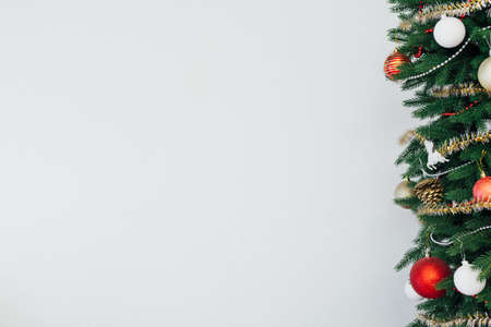 Christmas tree pine new year decor place for inscriptionの写真素材