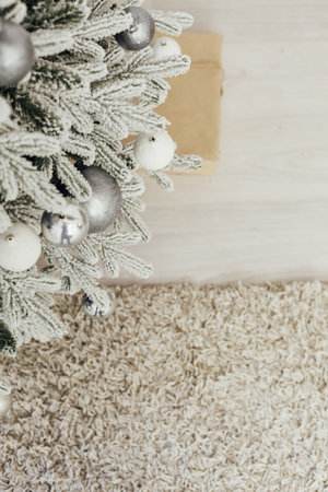 white Christmas tree interior decor for the new yearの写真素材