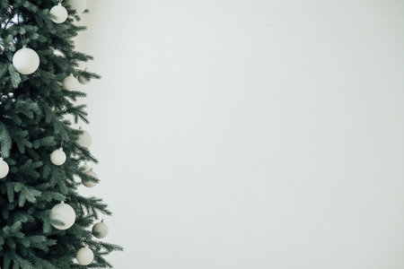 New Year presents christmas tree decor interior of the houseの写真素材