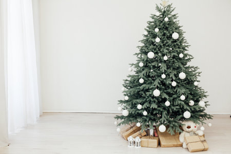 decor New Year holiday Christmas tree giftsの写真素材