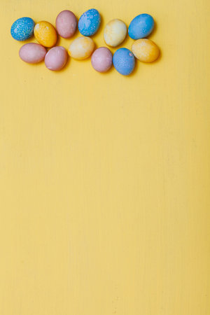 Chicken eggs of different colors feast Christians Easter