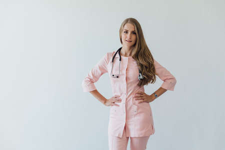 beautiful woman doctor in hospital therapist treatmentの写真素材