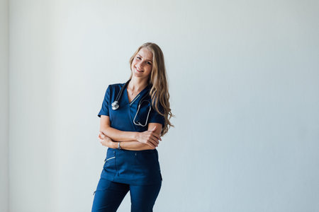 beautiful woman doctor in hospital therapist treatment