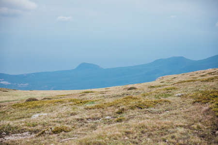beautiful landscape on top of the mountain view of the forest and skyの写真素材