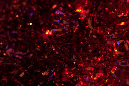 Christmas garland lights on New Years Eve bokehの写真素材