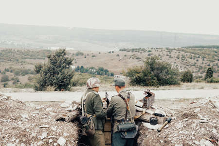 two German soldiers in World War IIの写真素材