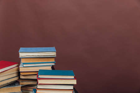 educational books for training in the college library on a brown backgroundの写真素材