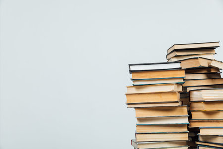 educational books for studying in the university library on a white background