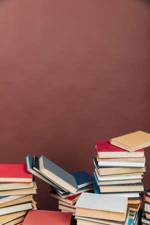 many educational books for college university studies as a backgroundの写真素材