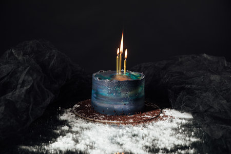 Blue Holiday Dessert Cake For Birthday Partyの写真素材