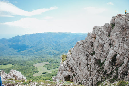 beautiful mountains on a hike travel nature tourism outdoor activitiesの写真素材