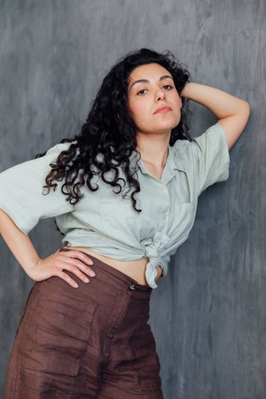 Beautiful young oriental brunette womanの写真素材