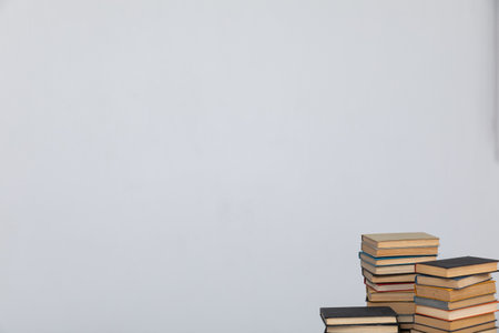 Stack of books background. many books piles.の写真素材