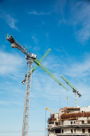 Construction crane on the design of the construction of a house