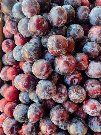 lots of ripe plum berry fruit for food as background