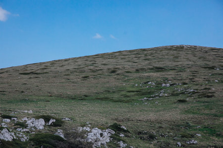 Beautiful scenery on the top of the mountain and blue sky