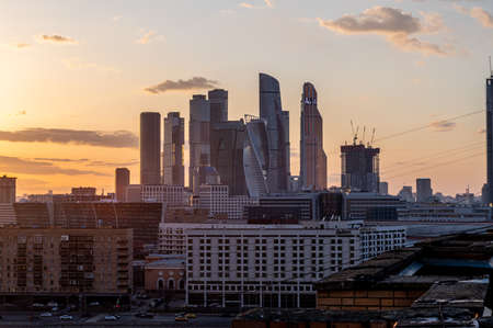 MOSCOW, RUSSIA-MARCH 29, 2021: view of the Moscow City complexのeditorial素材