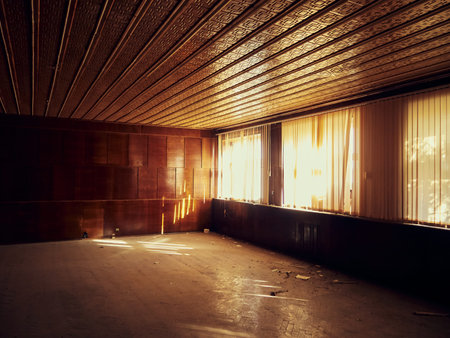 an abandoned office space, the business has collapsed, now there is no one and nothing here, the...